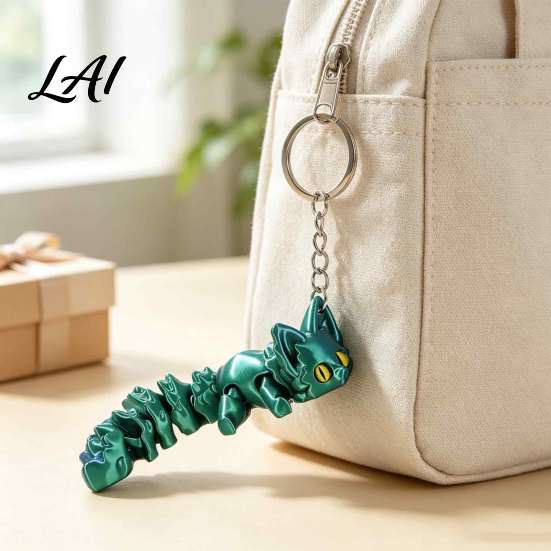 3D Printed Fox Keychain Articulated Keychain Flexible Joint Animal Pendant with Metal Fun Desk Decoration Key Ring Creative Figurine Toy Bag Charm