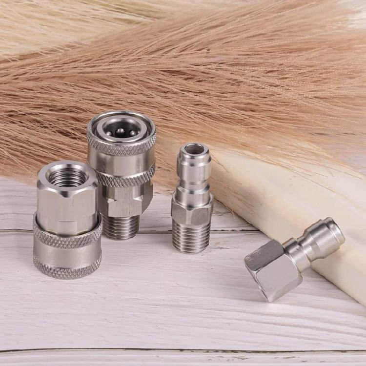 Pressure Washer Quick Connect Couplers, 1/4 Inch NPT Stainless Steel Hose Adapter Set (Internal Thread, External Thread)