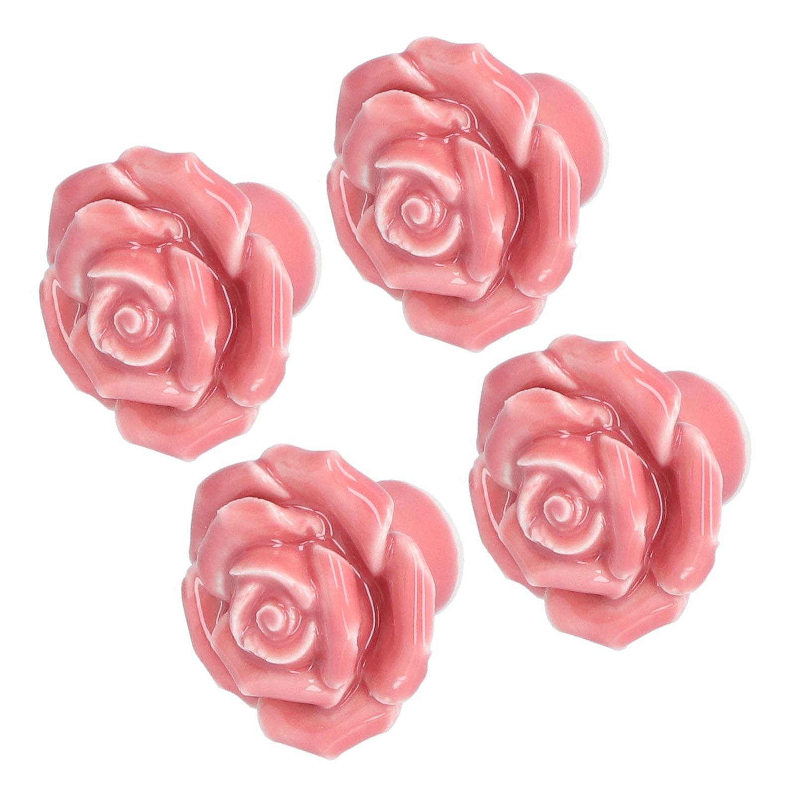 

4 Set Rose Shaped Handle Modern Ceramic Cabinet Knob for Home Living Room BedroomPink