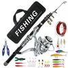 Telescopic Fishing Rod and Reel Set Carbon Fiber for Travel, Beginners