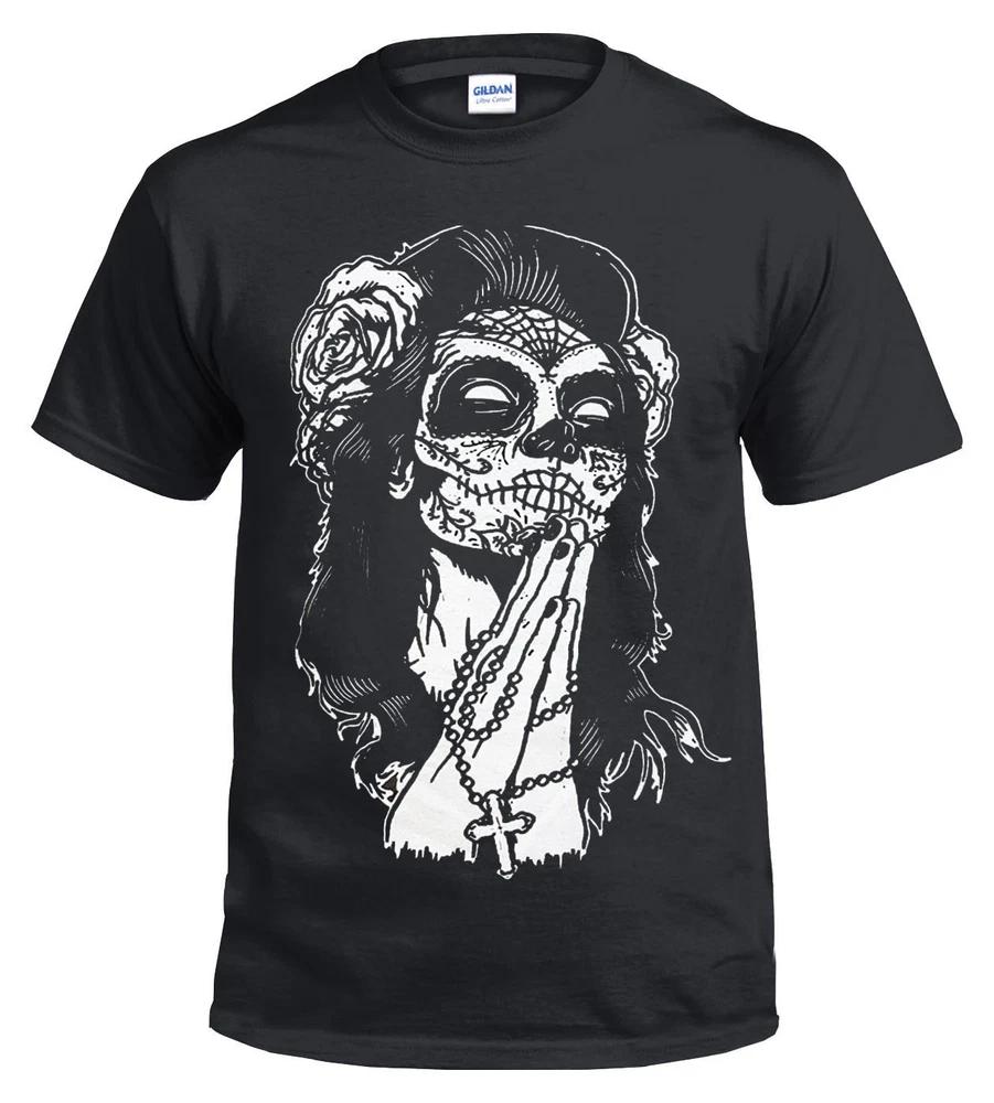 MEXICAN SKULL FRONT PRINTED COTTON T SHIRT SKULL Plus Reaper Lady Unisexs Top Tee 3XL