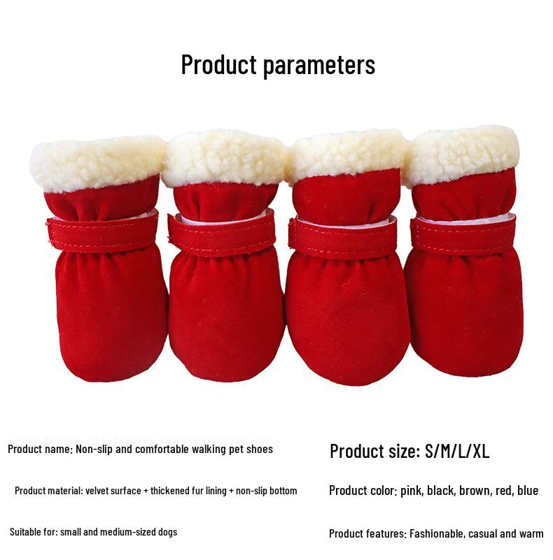 Fleece-Lined Pet Snow Boots: Soft-Soled, Non-Slip, Warm Slippers for Dogs