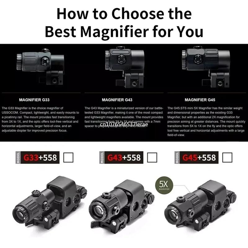 Tactical Airsoft G45 5X Magnifier 558 553 EXPS3 Red Dot Combo Scope Optics QD Mount Weaver Fit 20MM Rail Mount With Full Marking