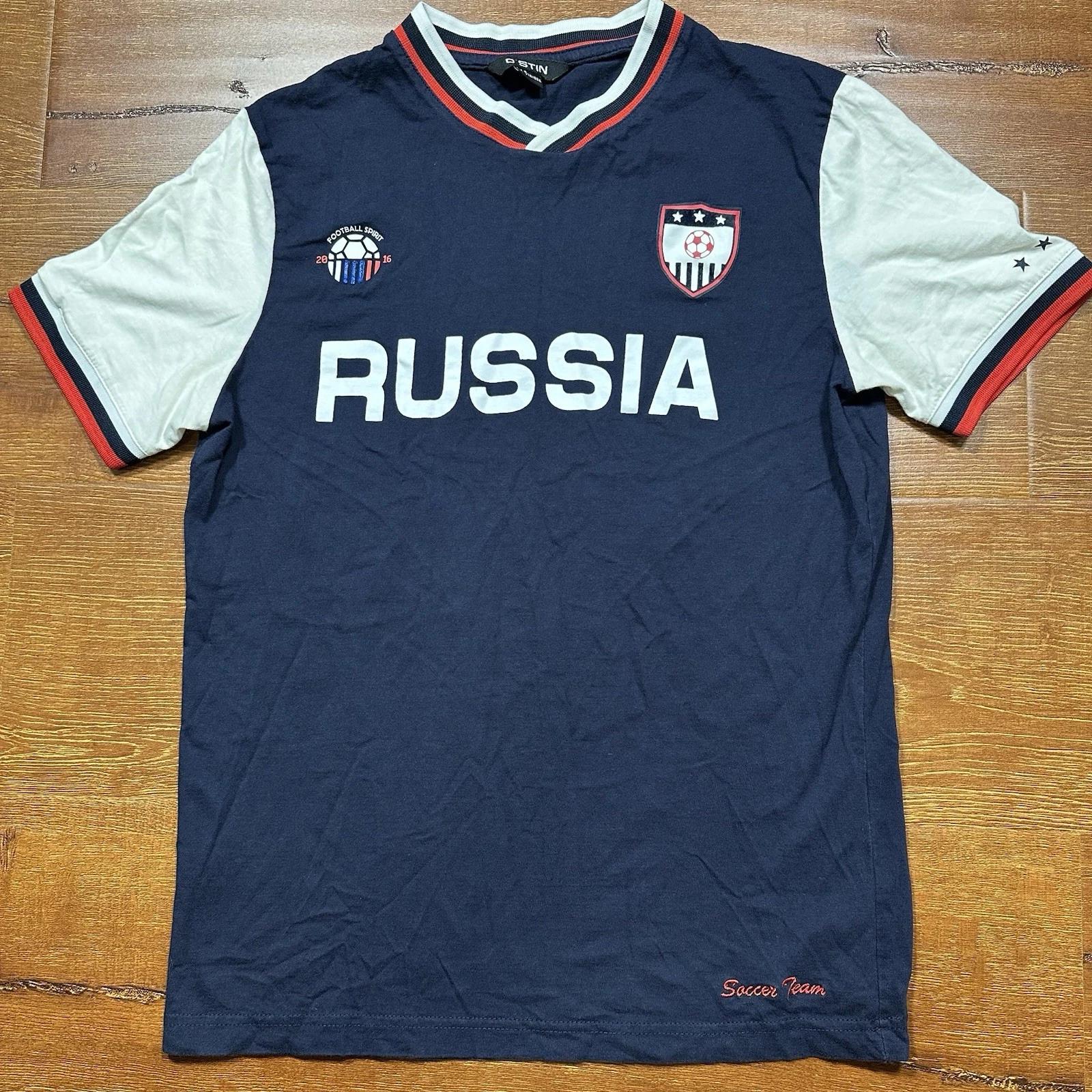 Russia National Soccer Team T Shirt Mens S Ringer Football 2016 World Rare M