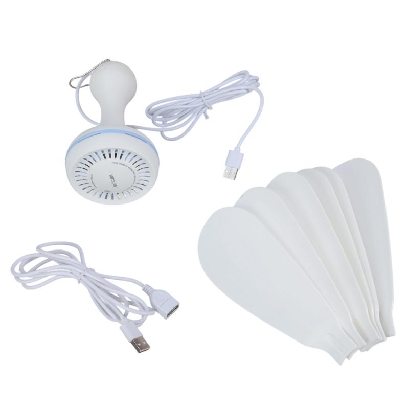 5W 5V Plastic Hanging Fan For Car Tent Garage 16.5 " Leaves 10.7 Foot Cable USB Operated Quiet Operation