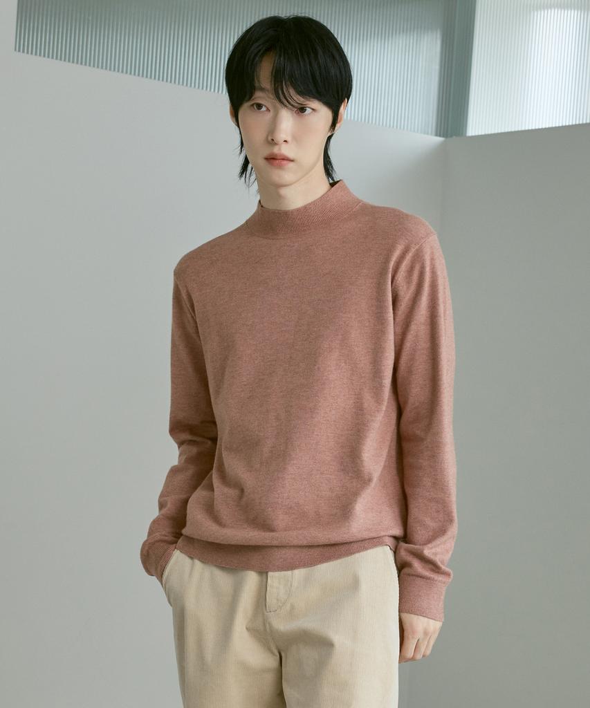 210EDIT Men'S Cashmere Blended Mock Turtleneck Knit [Melan Coral]_Zz4Sw011