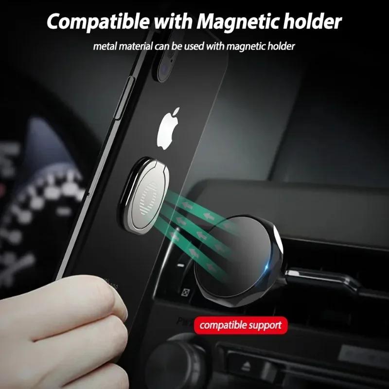 Magnetic Metal Mobile Phone Finger Ring Folding Holder GPS Stand for Huawei IPhone 14 15 Xiaomi Universal Phone Accessories