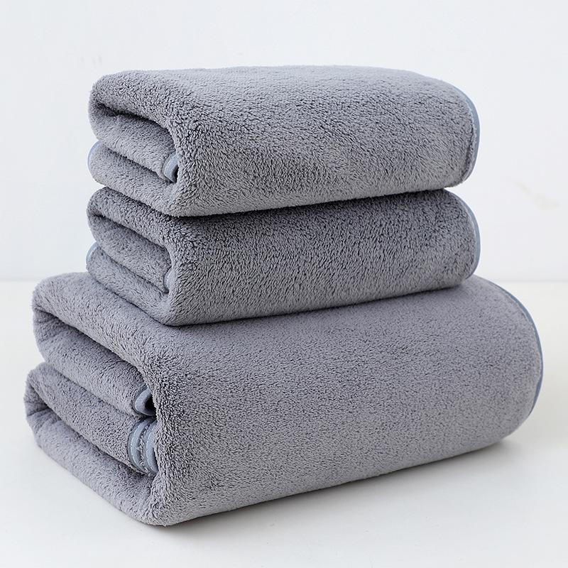 Plush Coral Fleece Bath Towel Set Ultra Soft High Absorbent Quick Dry Towel for Face Body Skin Friendly Home Bath Accessories