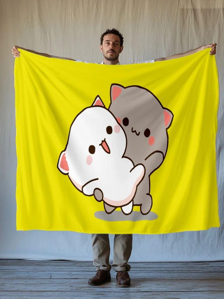 Lovely Cat Cartoon Thin Blanket Home Textile Flannel Soft Warm Throw Blanket Bedding Sofa Cover for sweethearts Kids Gift