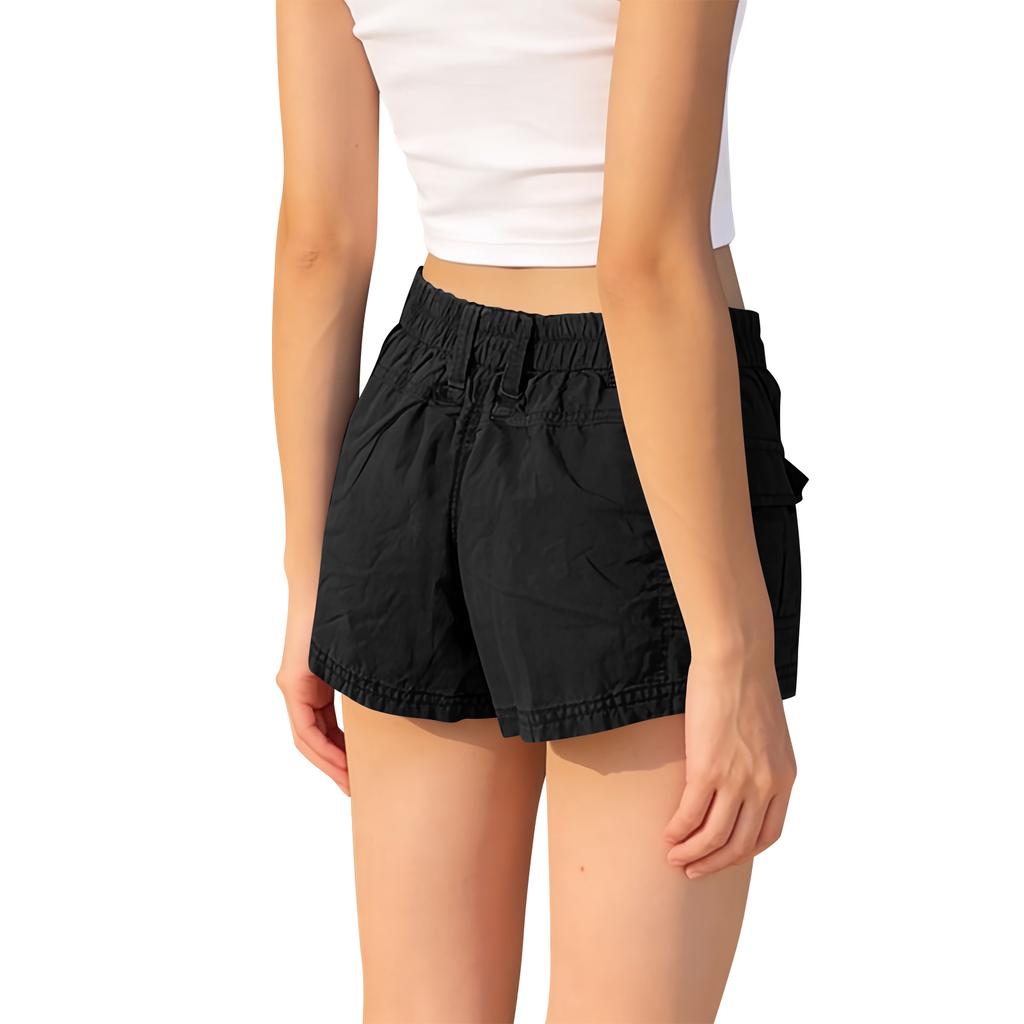 Women High Waist Denim Wide Leg Shorts Loose Fit Casual Vintage Style Button Closure with Pocket Design for Daily Wear