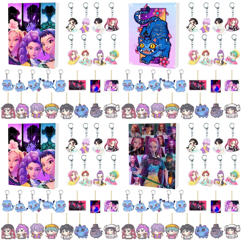 Kpop Demon Hunters Holiday Advent Calendar Keychain Collection With Acrylic Charms For Fans And Gifts