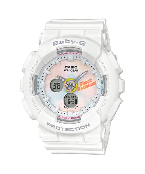 

Casio Baby-G Women s Resin 100M Water Resistant Analog Shock Resistant Quartz Watch BA-120T-7A белый