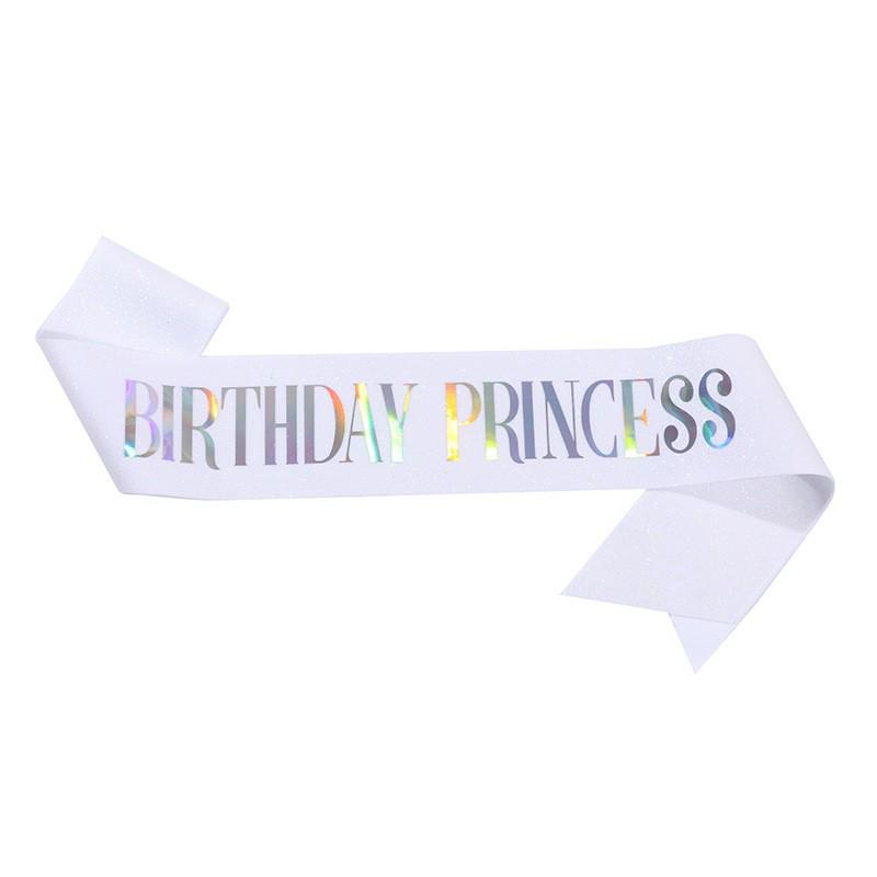 European & American Glitter Princess Birthday Sash for Girls