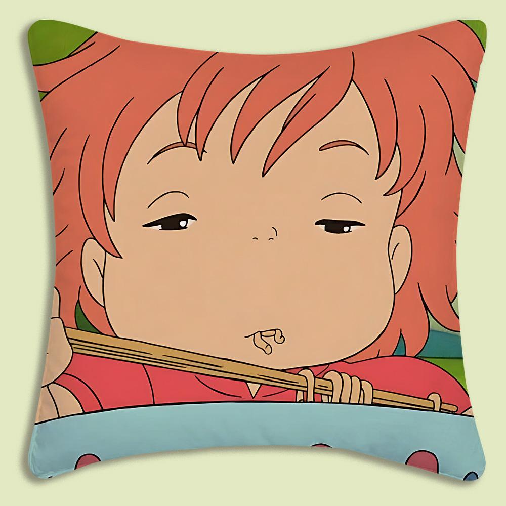 Cute Cartoon Ponyo Pillow Covers Cartoon Sofa Decorative Home Double-Sided Printing Short Plush Cute Cushion Cover