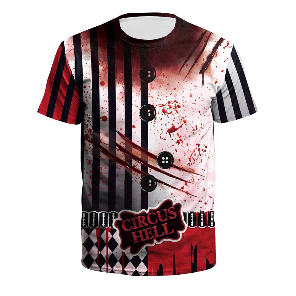 Summer New Halloween Skeleton Digital Printing Large Size Shirt Short Sleeve Couple Dress