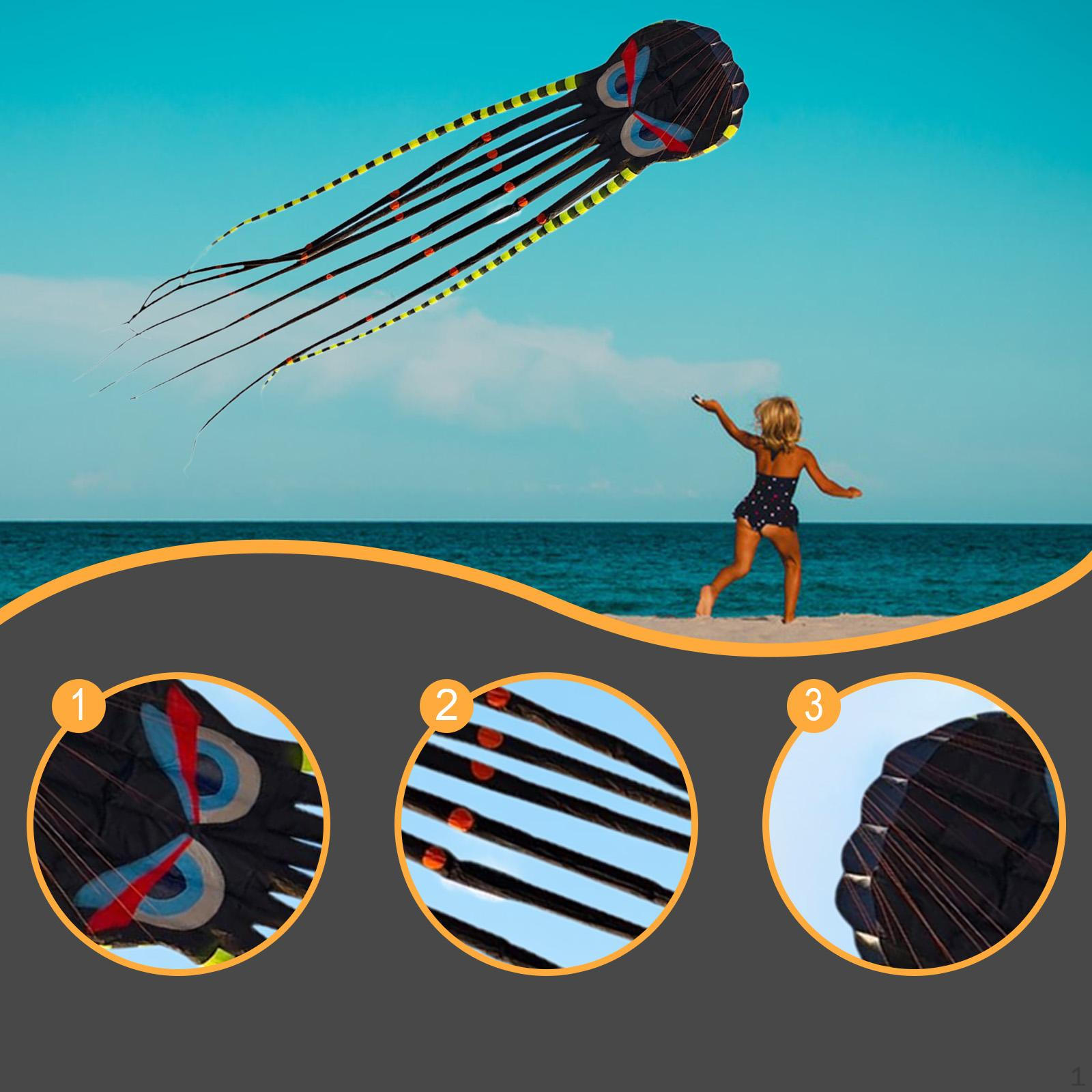 

Воздушный змей-осьминог, легко управляемый, устойчивый к разрывам, огромный летающий аппарат, мягкий парафойл для парковой игры чёрный