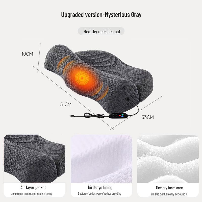 Cross-Border Cervical Pillow: Heated Neck Support, Memory Foam for Comfortable Sleep, Removable & Washable for Side Sleepers