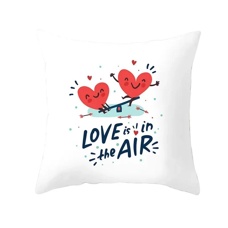 

День святого Валентина Розовый Романтический Свадебная вечеринка Принт Квадратная наволочка Полиэстер Наволочка Чехол для подушки Гостиная Домашний декор 66x66cm