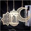 3 Pieces of Wooden Pendant Jewelry, Decorated with Moon, Stars, Wind Chimes, Can Be Used for Eid Al Fitr Decoration