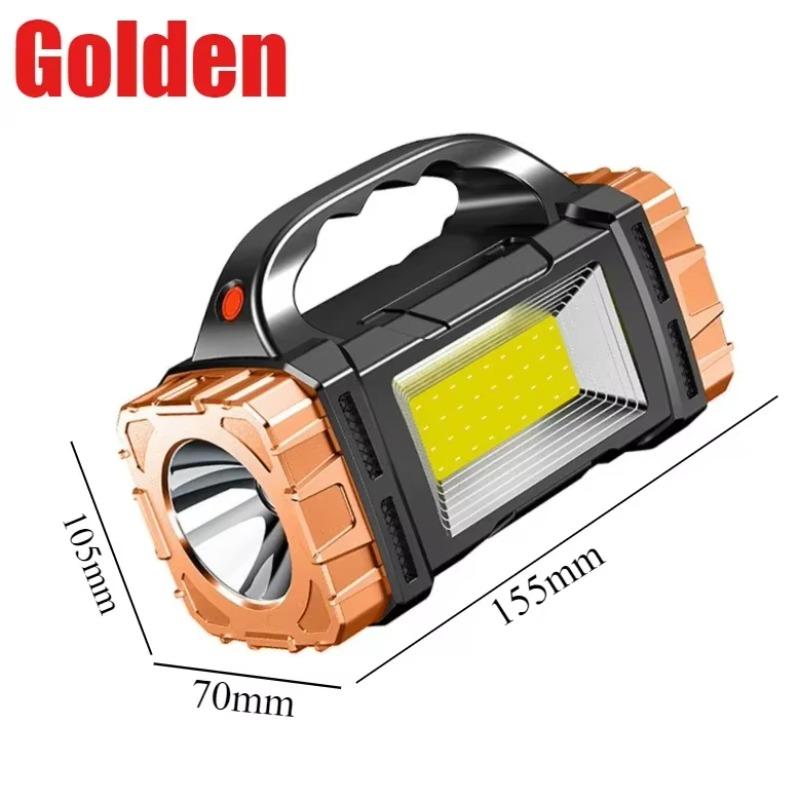 

Солнечный фонарик Портативный Белый свет Прожектор Ручной фонарик Большая емкость Водонепроницаемый Аварийный Свет для кемпинга Прожектор Golden(White light)
