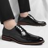 Derby men's leather shoes Gentleman minimalist British style Dress up party Plus Size Adult work and office shoes Black classic