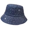 Rhinestones Decor Fisherman Hat Sun Foldable Bucket Hat for Vacation