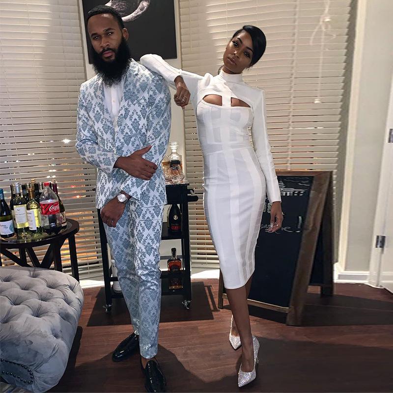 European & American Autumn/Winter Women's Long-Sleeve Sexy Hollow Chest Slim Bandage Dress