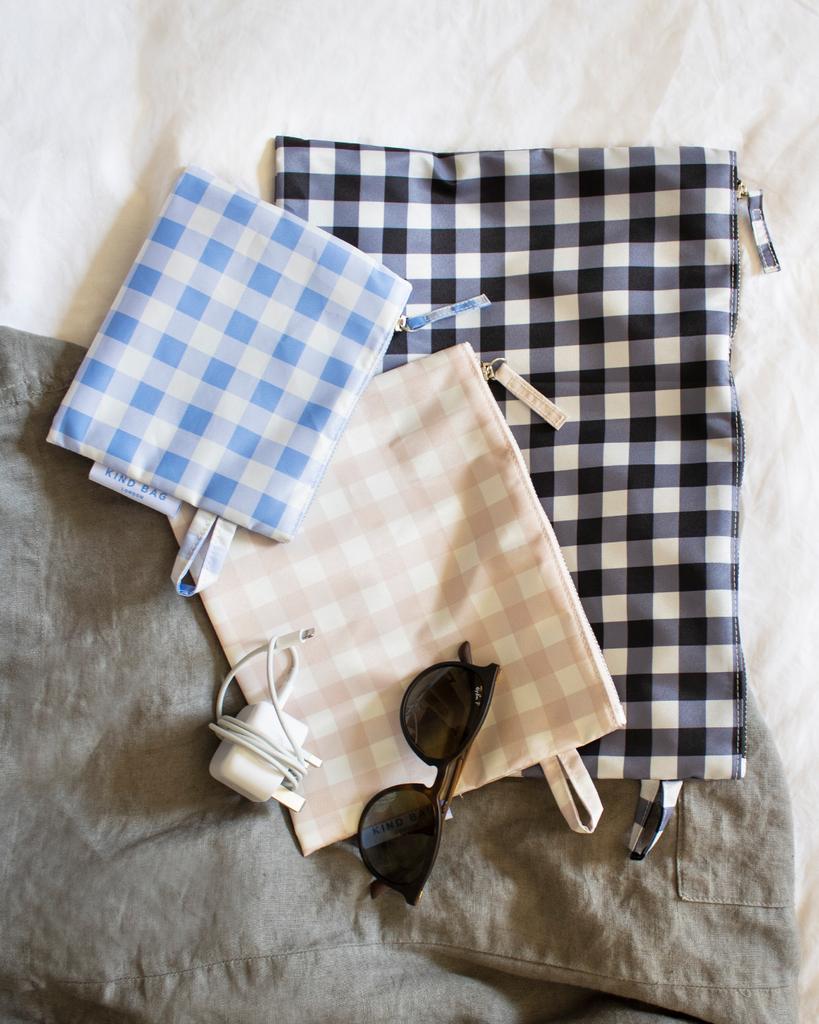 Kind Bag London Zero Waste Pouch 3-Set Gingham Pattern