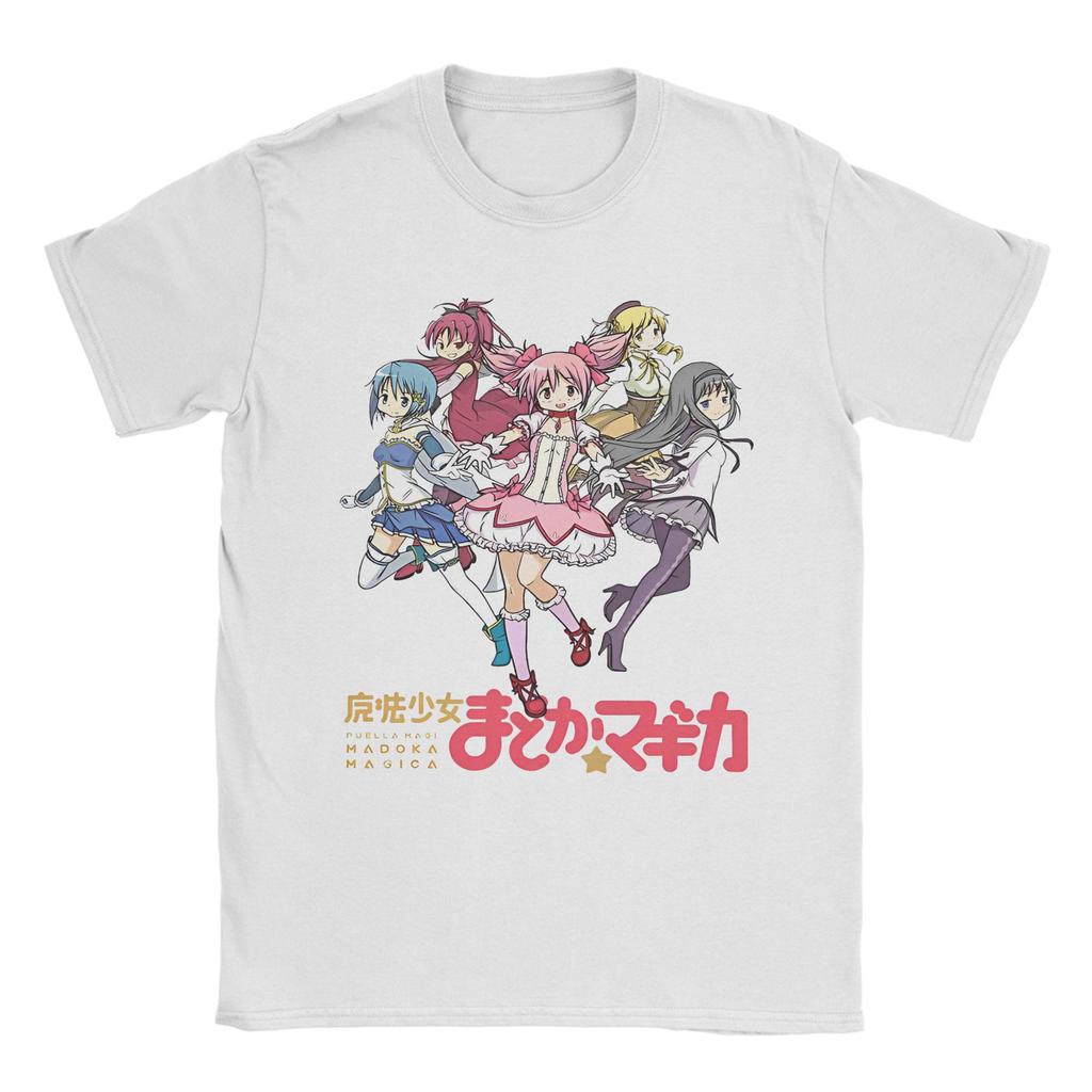 Puella Magi Madoka Magica Qbey Tshirts Men's Cotton Tops Priting Cute Kyubey Anime Round Neck Short Sleeve