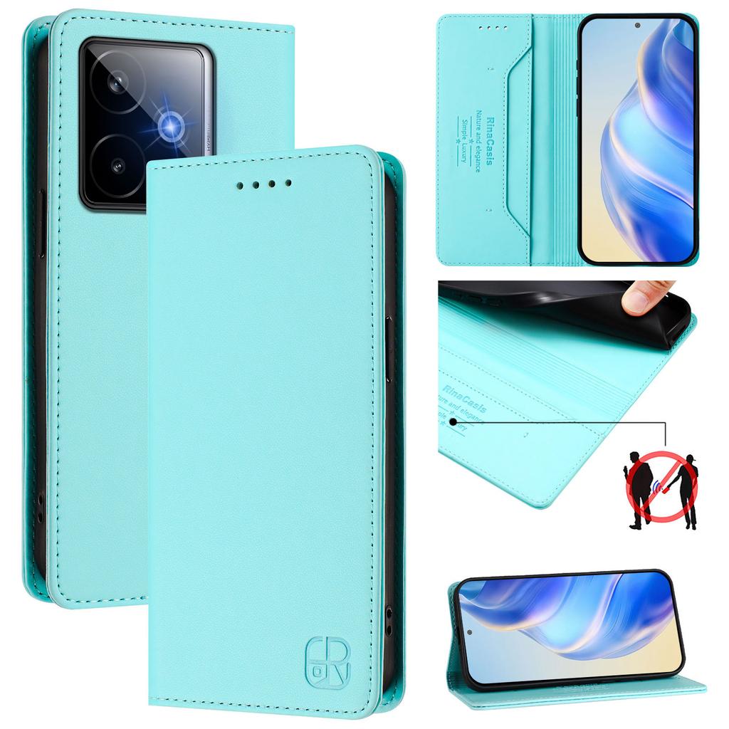 For Realme GT7 Pro Racing 5G Leather Case RINACASIS RC01 Phone Cover with RFID Blocking Wallet Stand