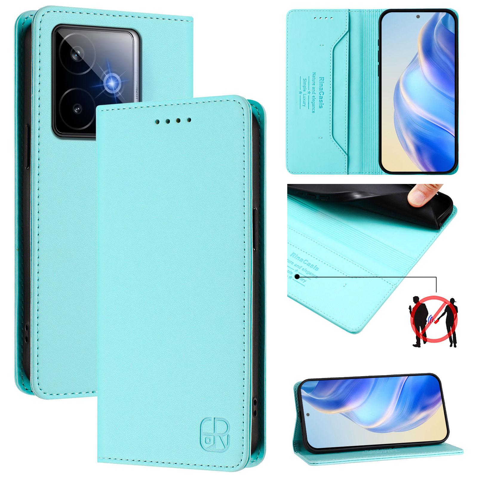 

For Realme GT7 Pro Racing 5G Leather Case RINACASIS RC01 Phone Cover with RFID Blocking Wallet Stand Pink