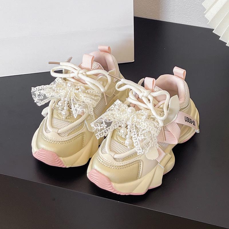 Herbst 2025 Mädchen Perlen-Sneakers - Prinzessinnenschuhe mit weicher Sohle für mittlere und große Kinder