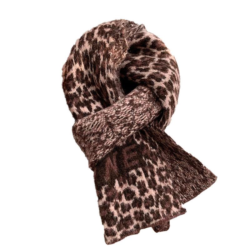 Leopard Print Scarf Women's Winter Autumn and Winter Atmosphere New Couple Scarf Warm and Thickened Korean Versatile