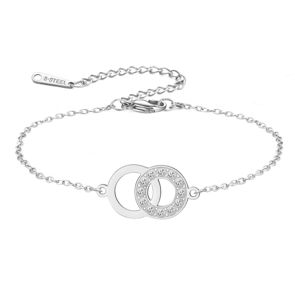 Hollow Round Double Hole Interlocking Zircon Bracelet Jewelry Gift for Women