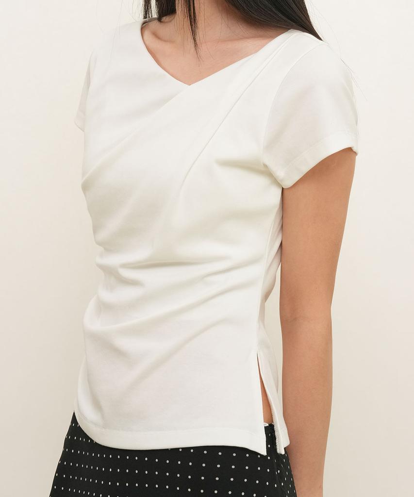 GENERALIDEA Drape Shirred Jersey Blouse [Off White] / Gf2Lts527