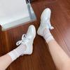 Grape mother white shoes ballet breathable mesh splicing pearl lace-up board shoes casual style Forrest Gump shoes women