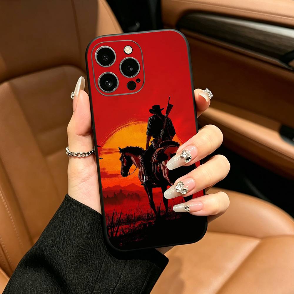 R-Red D-Dead Redemption RDR 2 Phone Case For iPhone 17,16,15,14,13,12,11 Pro Max,16Plus,XS Soft Black Cover