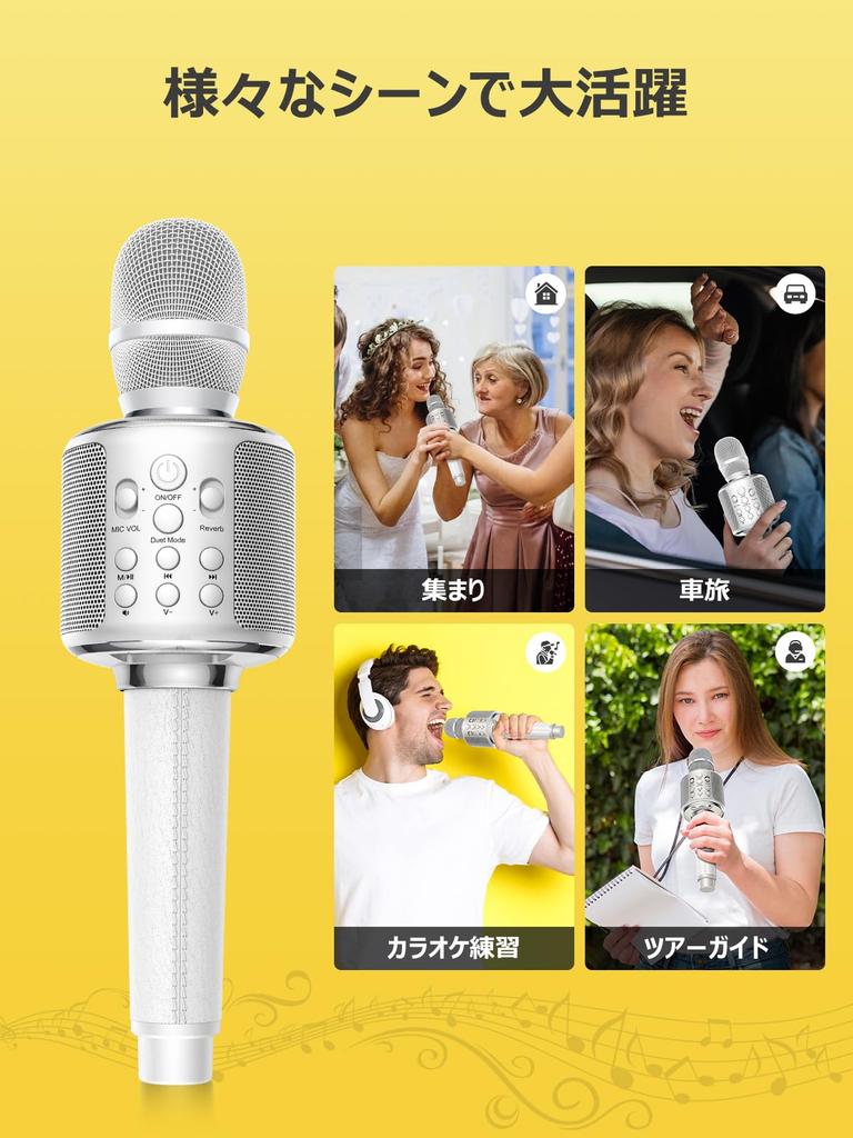 MetFut Karaoke Alto Rendimiento Bluetooth Inalámbrico Karaoke Integrado 3000mAh Eco Cuero Estuche de Almacenamiento TF Compatible con Micrófono, Micrófono,