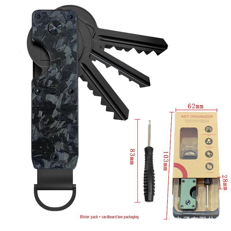 Aluminum Alloy Compact Keychain Organizer - Holds 2-6 Keys, Multifunctional and Portable