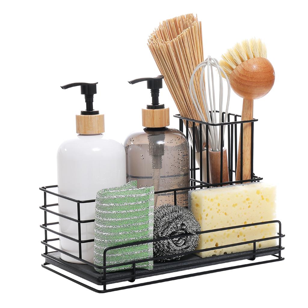 Dishwashing Area Sink Holder Water Absorbent Tray Carbon Steel Sponge Rack Sink Drainer 24x14x13.5cm Diatomite Stone Tray