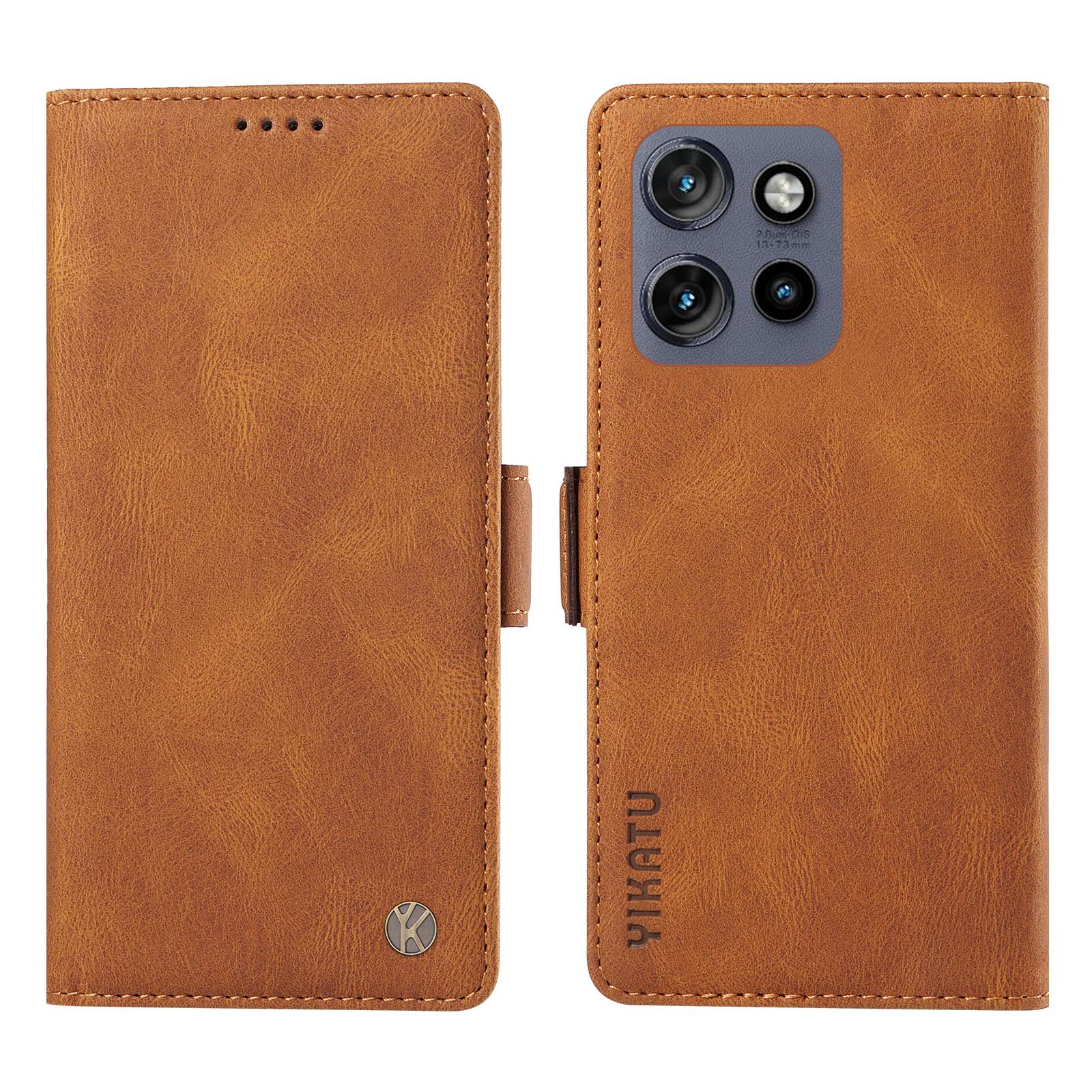 

YIKATU YK-005 For Motorola Edge 50 Neo 5G/Moto S50 5G/Thinkphone 25 5G Case PU Leather Wallet Phone Cover Skin Touch Feeling Brown