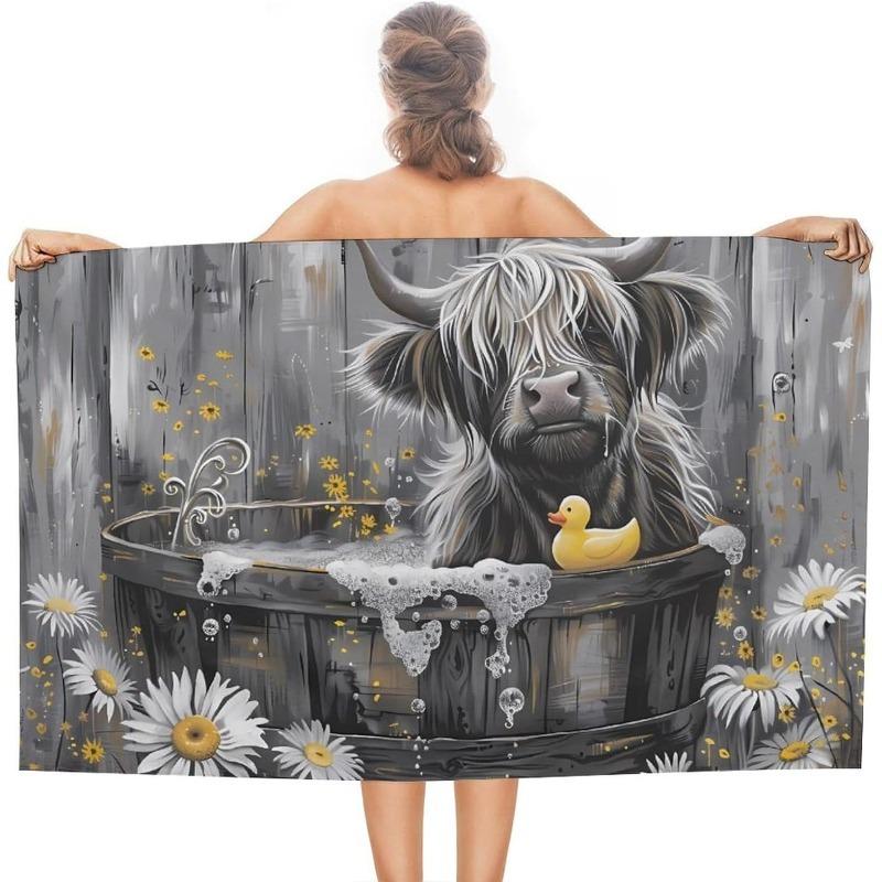 1PC Lion Beach Towel Animal Pattern Tiger Wolf Panda Highland Cow Perfect Gifts Quick-Dry Towel For Bath Yoga Tourism Swimming