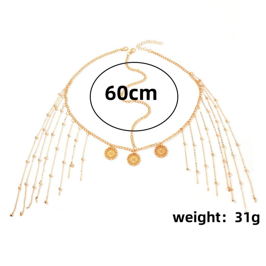 Geometric Gold Head Chain With Alloy And Dangle Tassels For Women Daily Accessories