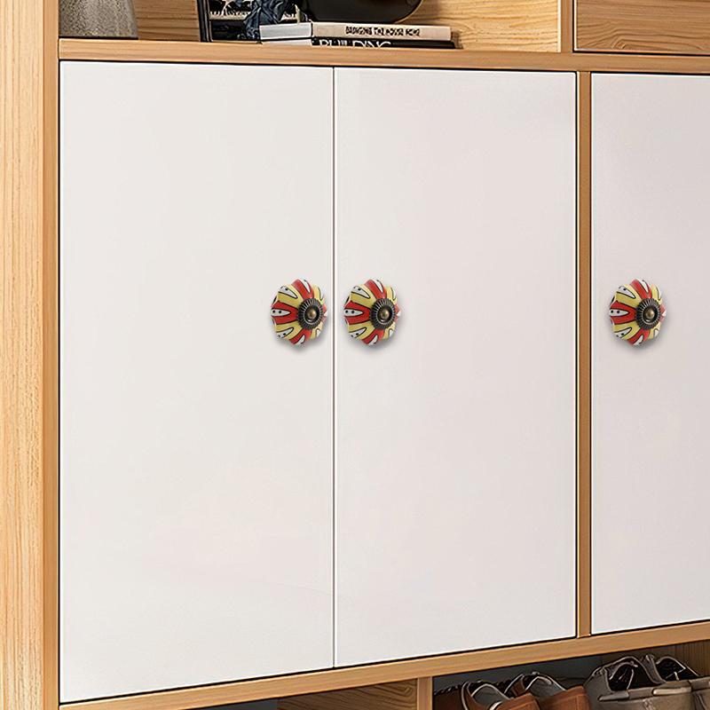 1PC Iron Material Exquisite Painted Pattern Drawer Handle Pumpkin Shape European Style Door Handle Luxury Multicolor