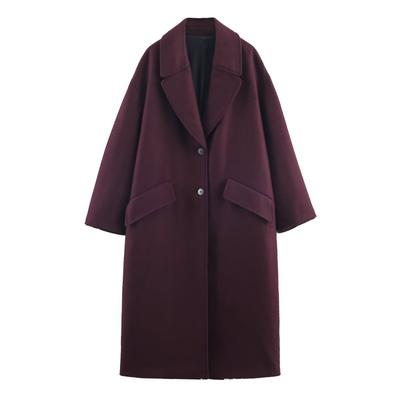 Womens Oversized Long Wool Blend Coat Streetwear Style Loose Fit Winter Outerwear