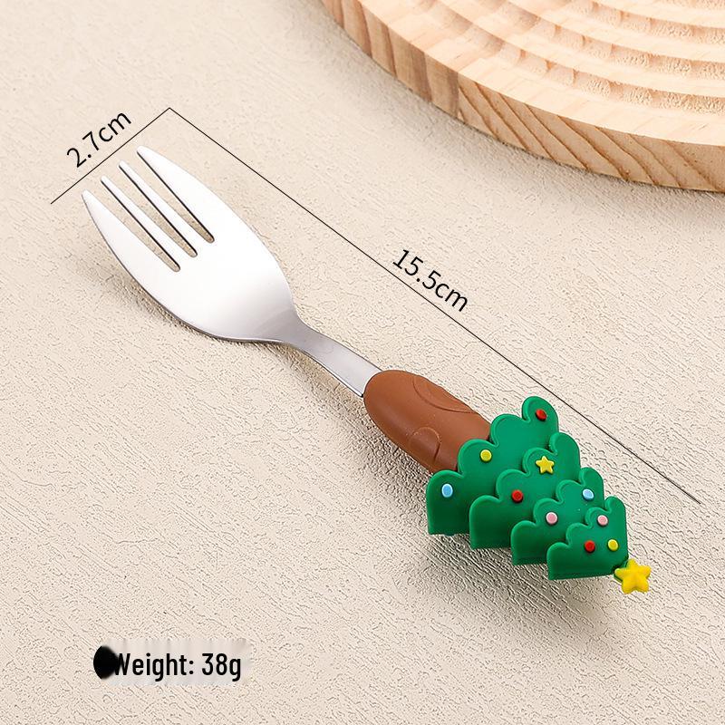 

Трансграничный набор столовых приборов из нержавеющей стали: Ложка и вилка Деда Мороза в подарочной коробке