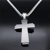 Collana con Croce di Gesù Acciaio Inossidabile Catena per Uomini Colore Argento Crocifisso Collane Religiose Gioielli Collare Cruz N2343S05