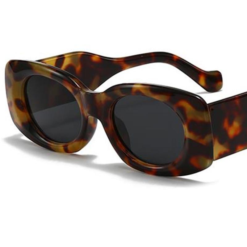 Fashion Sun Glasses Anti-UV Spectacle Square Google Personality Small Frame Ornamental Women Wide Temples Sunglasses