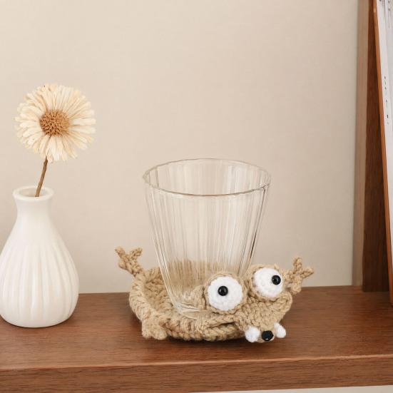 Handmade Crochet Animal Coaster Duck Coaster Decorative Heat-Resistant Knitting Mouse Drink Coffee Cup