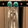 Retro Metal Engraved Circle Earrings with Turquoise Inlay